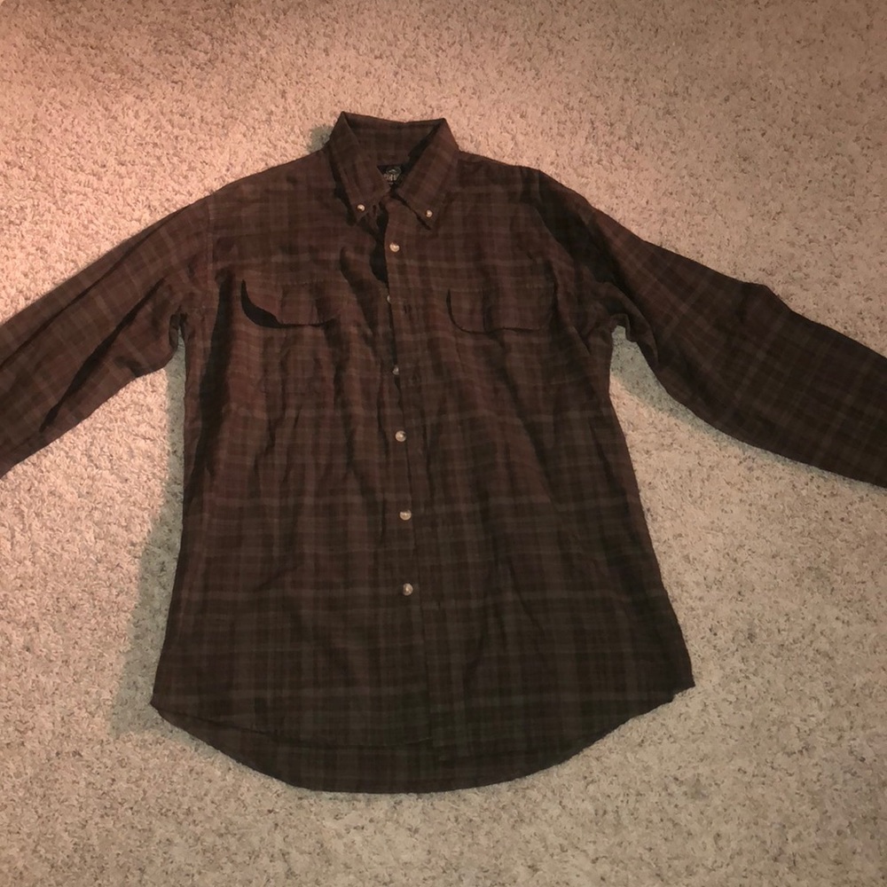 Brown Long Sleeve Men’s Flannel Button down shirt